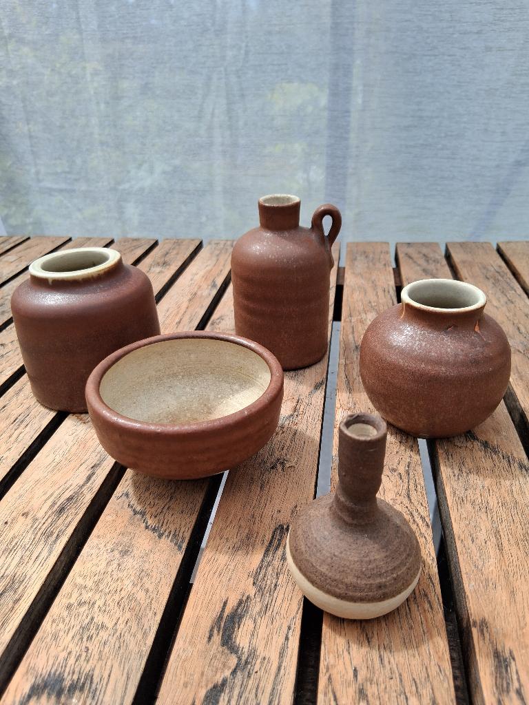 Vintage Mobach aardewerk bruin 5 stuks voor 1 prijs, Antiek en Kunst, Antiek | Keramiek en Aardewerk, Ophalen of Verzenden
