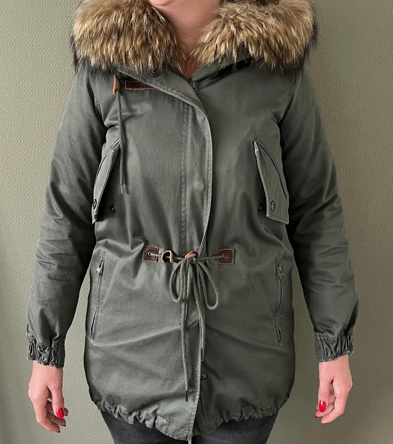 Airforce parka met afneembare bontkraag en voering, Airforce, Ophalen of Verzenden, Zo goed als nieuw, Maat 34 (XS) of kleiner