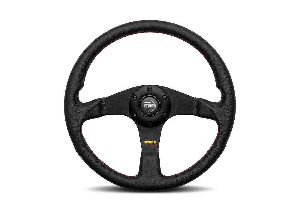 Momo Tuner 350mm Zwart Grijs Leder stuur sportstuur, Ophalen of Verzenden