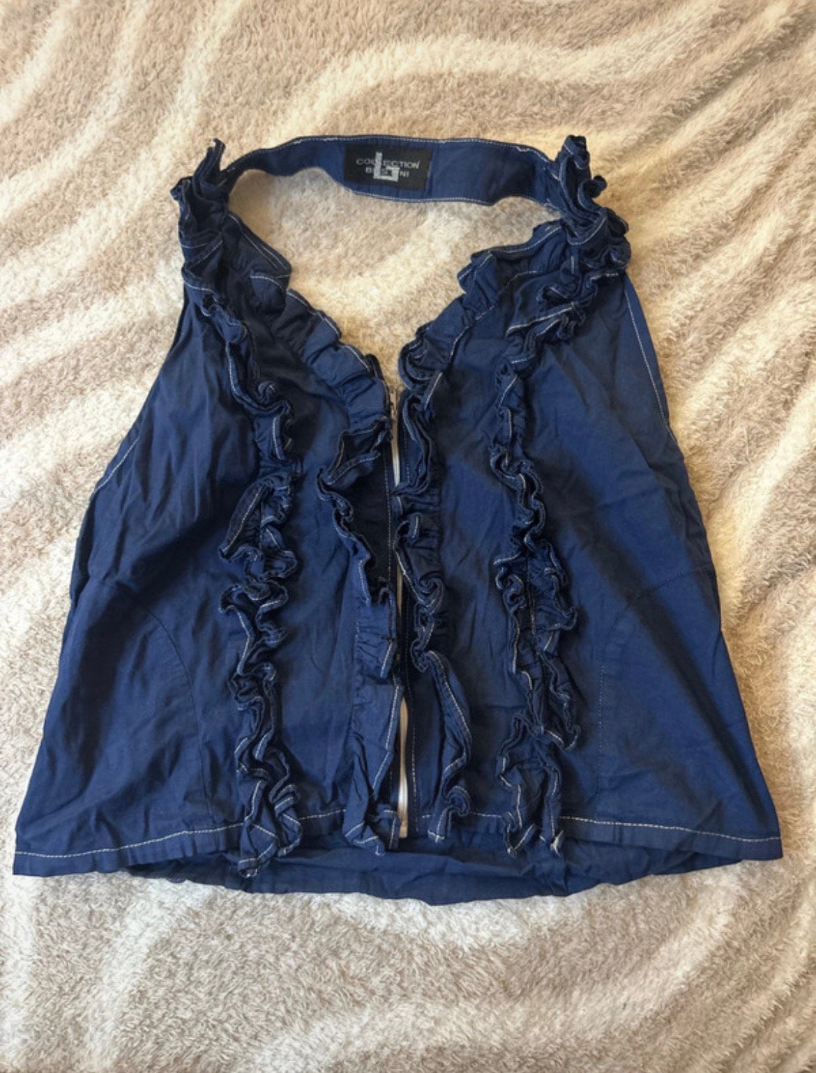 donkerblauwe haltertop, Kleding | Dames, Maat 38/40 (M), Blauw, Ophalen of Verzenden, Zo goed als nieuw