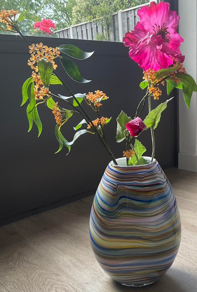 Fidrio grote  design glazen vaas Organic H30 Caribbean, Huis en Inrichting, Woonaccessoires | Vazen, Overige kleuren, Ophalen of Verzenden