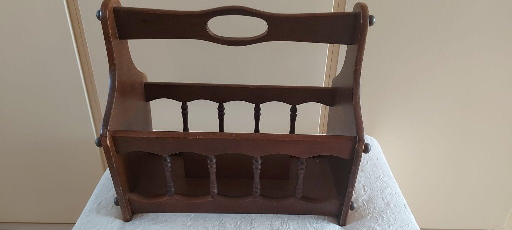 Vintage houten lektuurbak, Huis en Inrichting, Woonaccessoires | Krantenbakken en Lectuurbakken, Lectuurbak, Ophalen of Verzenden