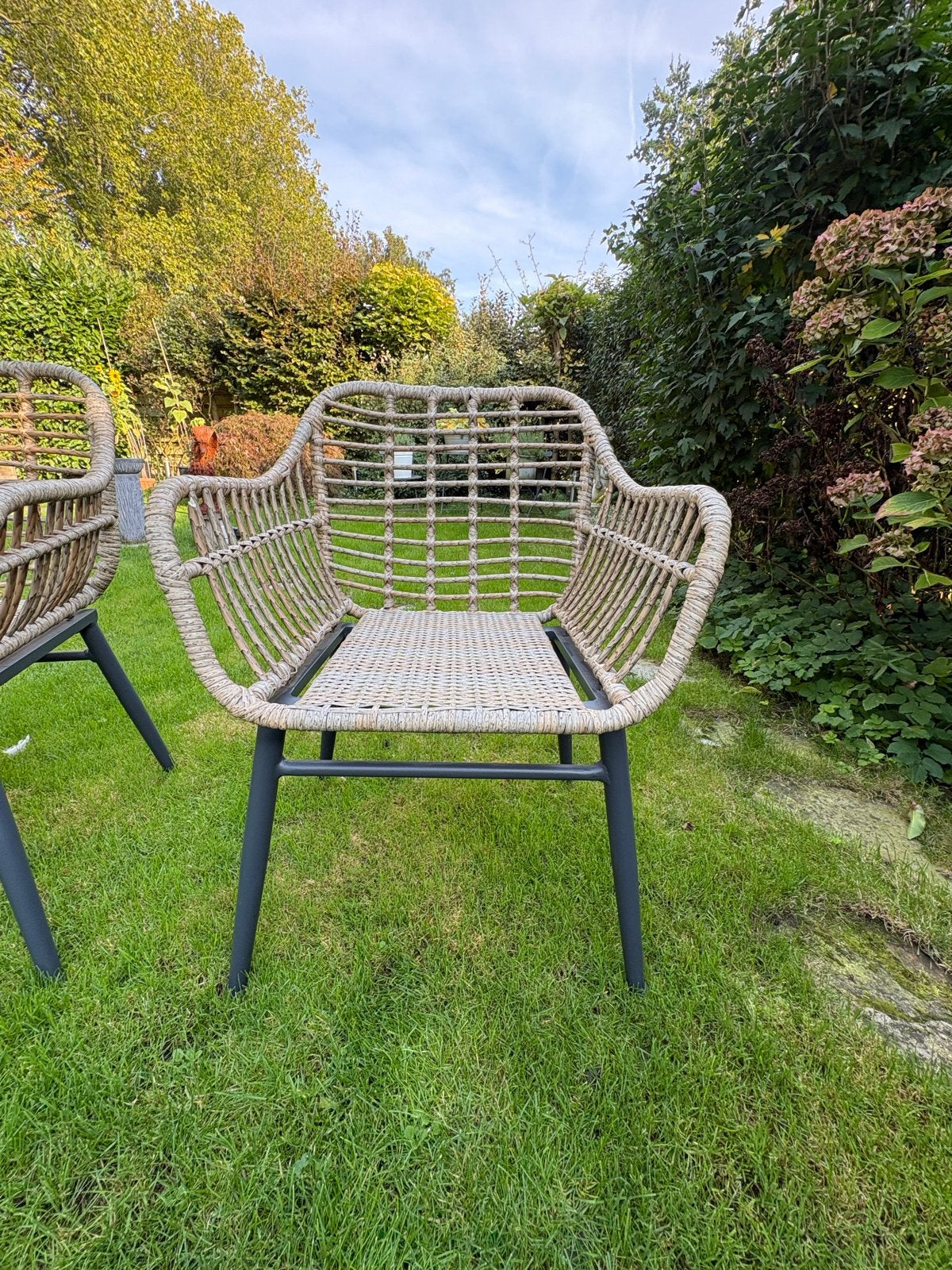 Foto 3 van 4x Tuinstoelen met antraciet metalen onderstel