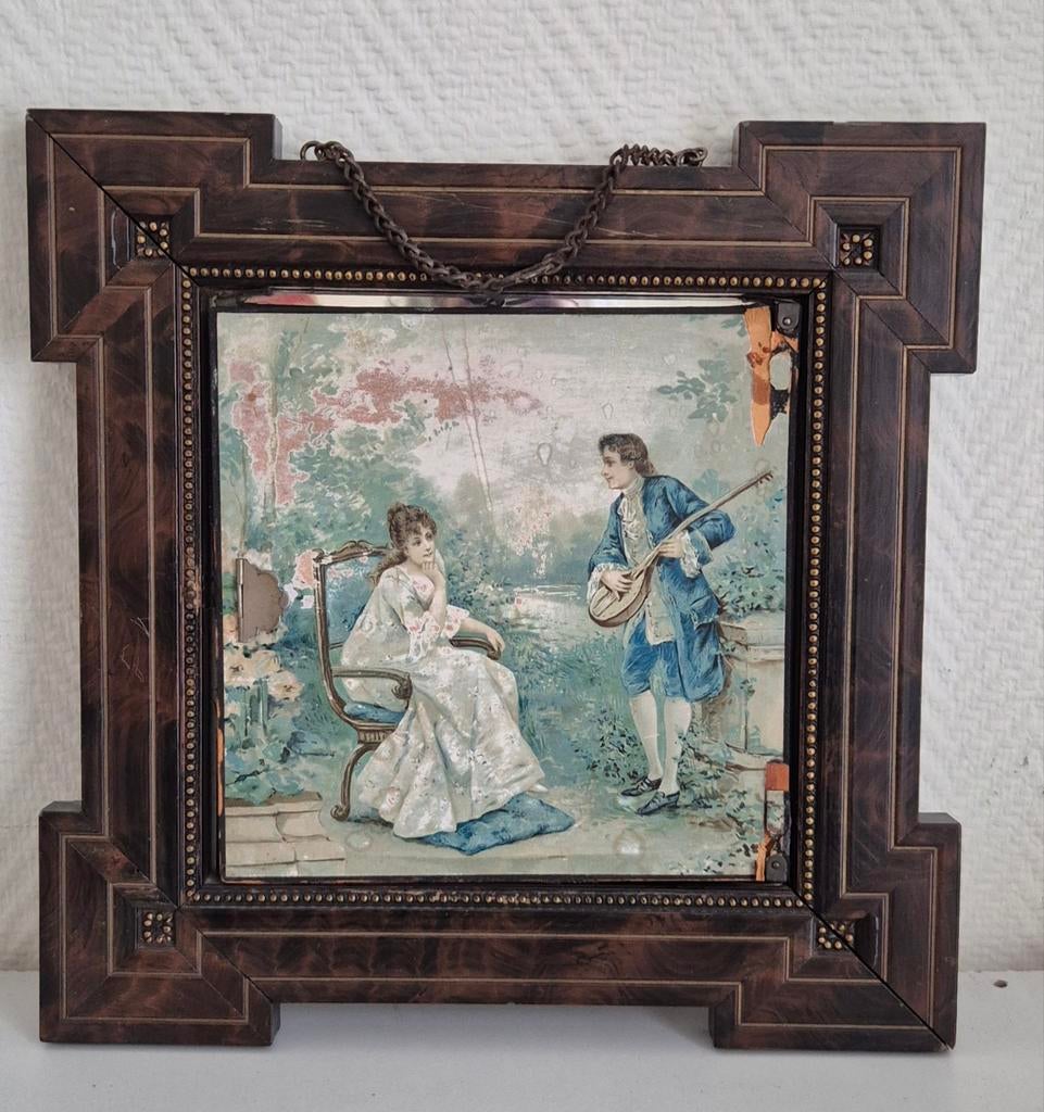 Trifold spiegel met romantische scènes in de tuin, Ophalen of Verzenden