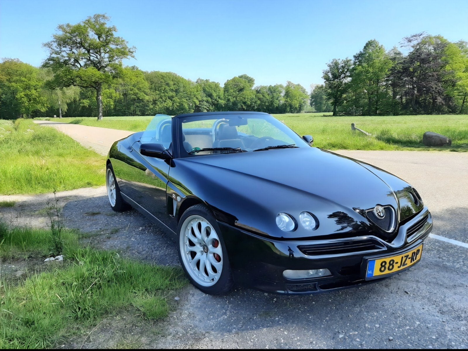 Alfa Romeo Spider 3.0 V6 1999 Zwart, Auto's, Voorwielaandrijving, 192 pk, Cabriolet, Spider