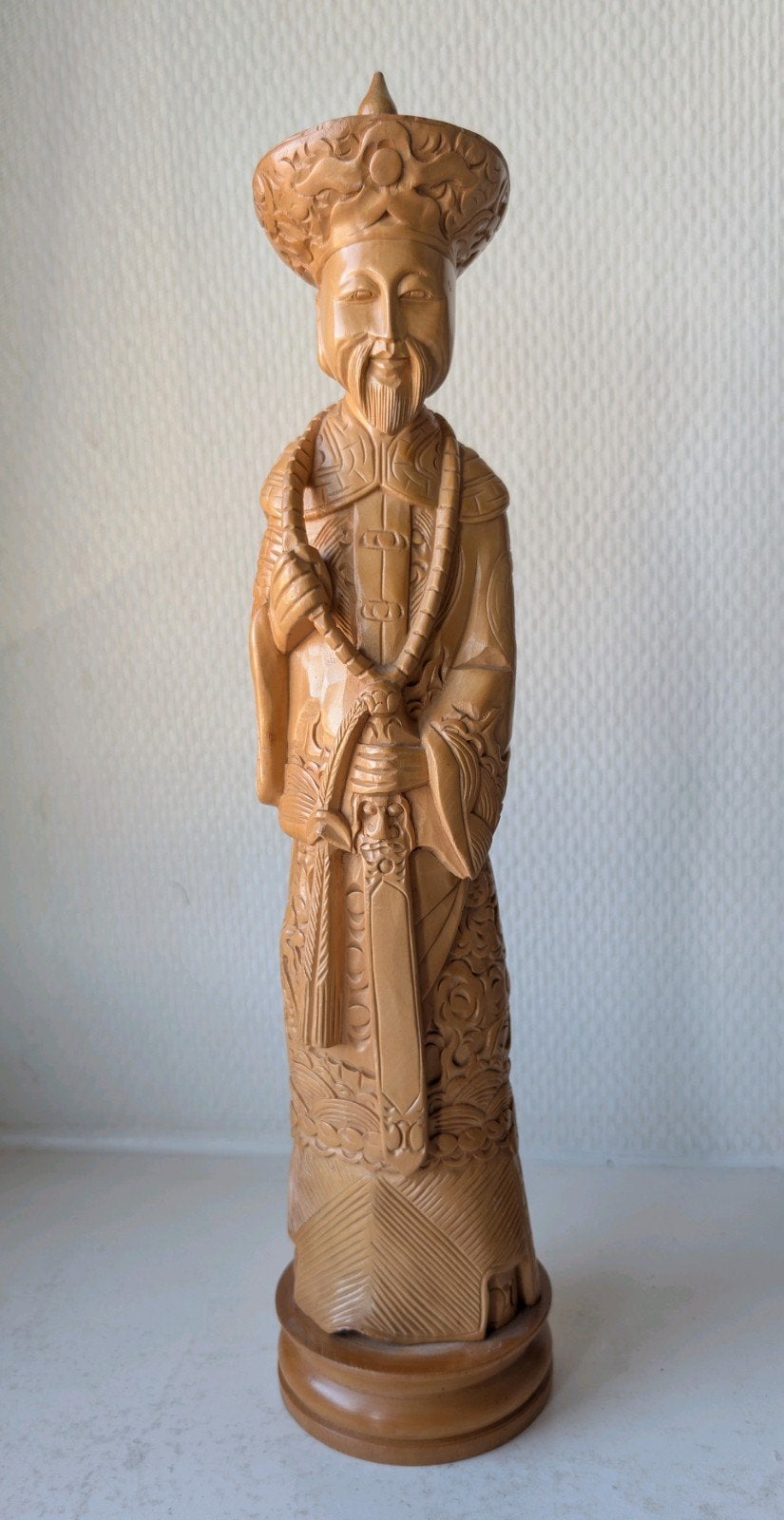 Gedetailleerd Vintage Chinees Beeld (Wandelaar/Wijze) 32 cm, Kunststof, Ophalen of Verzenden, Handgemaakt, 20 - 50 cm