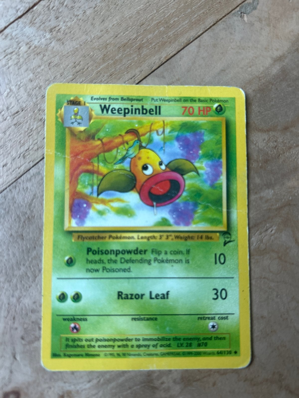 Weepinbell Pokémon kaart (Wizards of the Coast), Ophalen of Verzenden, Gebruikt, Losse kaart