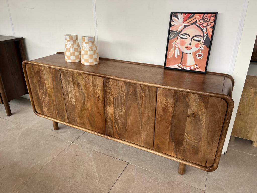 Magazijn Leegverkoop Dressoir retro massief mangohout ACTIE, Nieuw, Ophalen of Verzenden, Info@wkhome.nl, Argonweg 20 Amersfoort