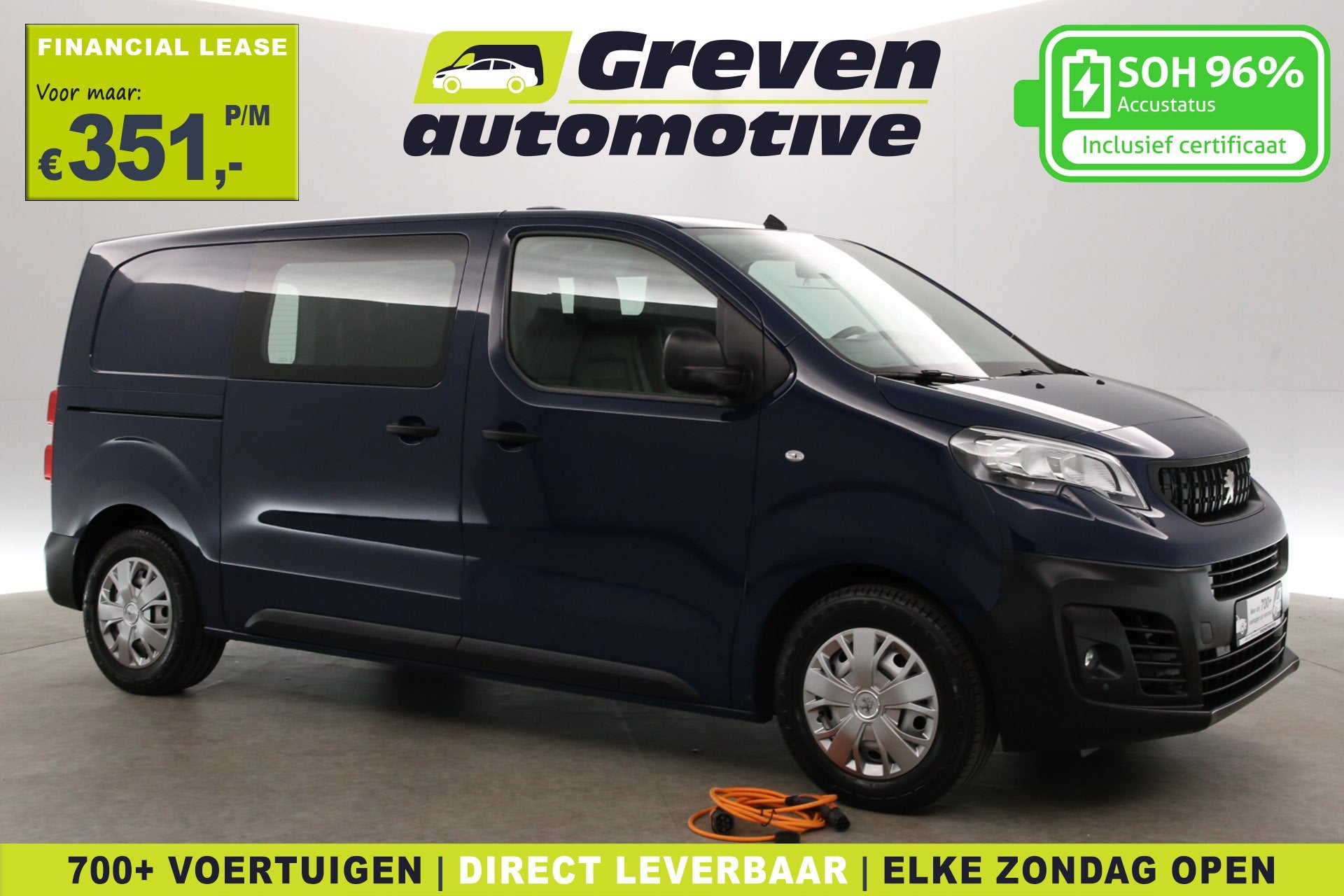 Peugeot e-Expert 75 kWh L2H1 | Snelladen | SOH 96% | Airco |, Auto's, Automaat, Gebruikt, Blauw, Lichtsensor