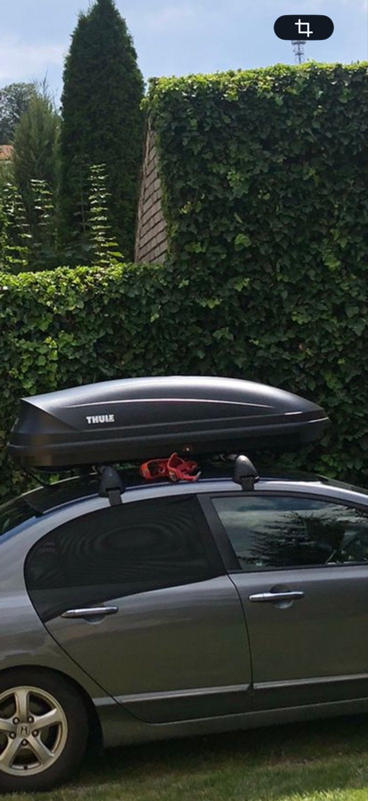 TE HUUR €35 p/w Thule Pacific M 410 liter dakkoffer, Auto diversen, Ophalen, Zo goed als nieuw