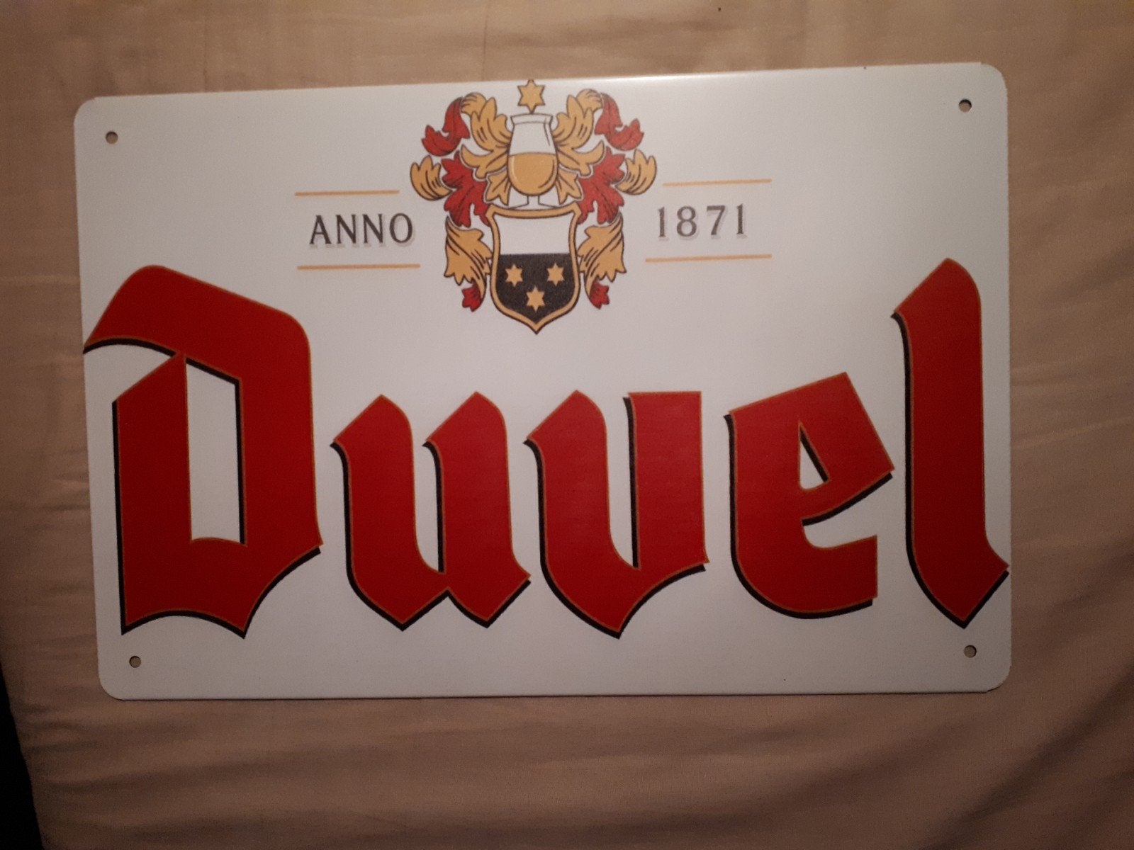 Duvel 20x30 cm Metalen Reclamebord, Verzenden, Zo goed als nieuw, Reclamebord, Plaat of Schild, Duvel