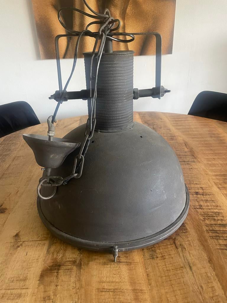 Industriële Zwarte Hanglamp - Ø 42cm, H 42cm, Huis en Inrichting, Ophalen of Verzenden, Gebruikt, Metaal, Minder dan 50 cm