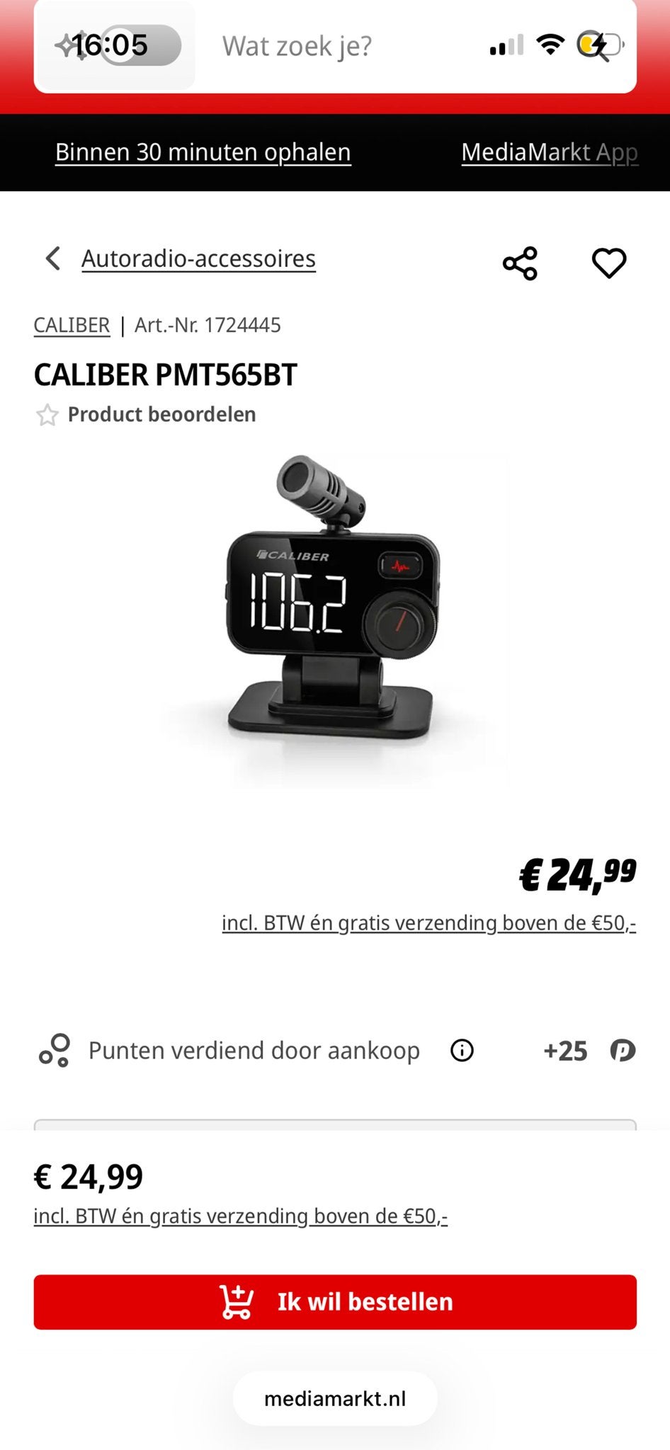 CALIBER PMT565BT Bluetooth FM-transmitter, Ophalen of Verzenden, Zo goed als nieuw
