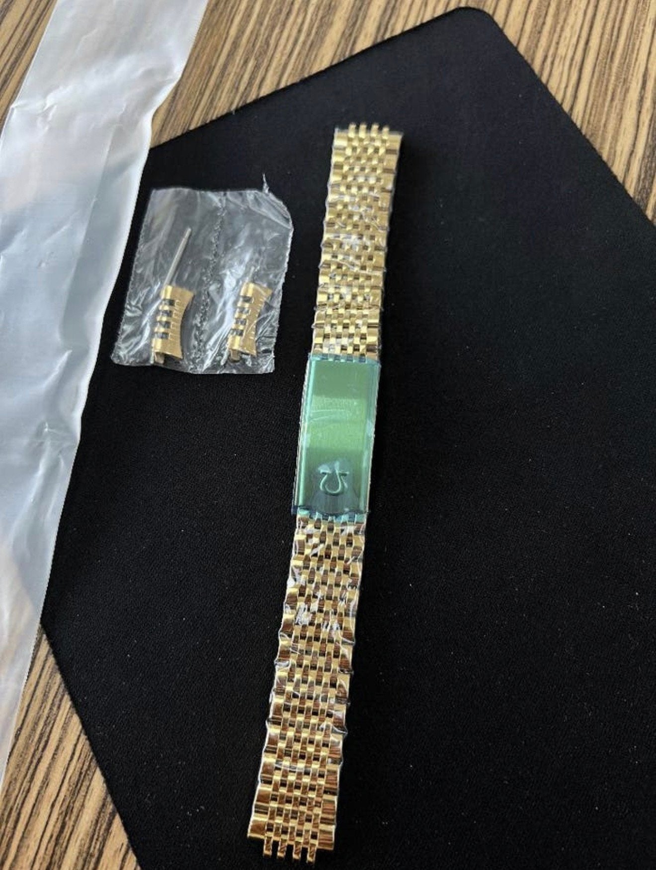 Omega Beads of Rice 1502 horlogeband 18 mm, goud staal NIEUW, Verzenden, Goud, Omega, 1960 of later
