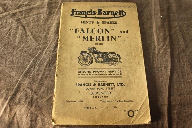 Francis Barnett Falcon Merlin hints and spares list, Ophalen of Verzenden, Overige merken