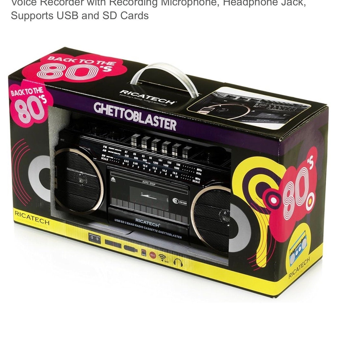 Ricatech Ghettoblaster: Retro Radio met USB/SD en Cassette, Audio, Tv en Foto, Ophalen of Verzenden, Nieuw, Radio