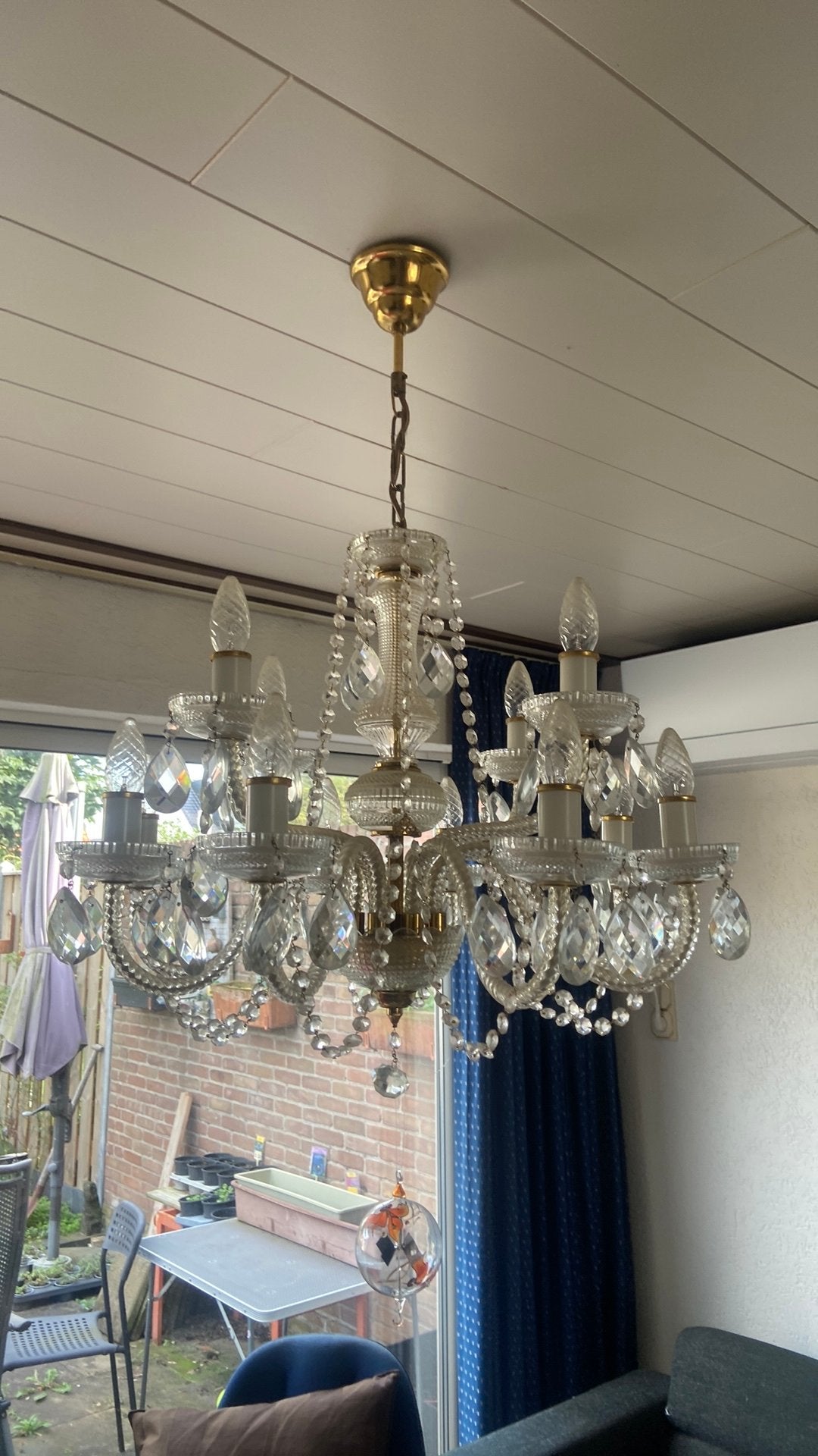 Kristallen hanglamp, Huis en Inrichting, Ophalen, Zo goed als nieuw