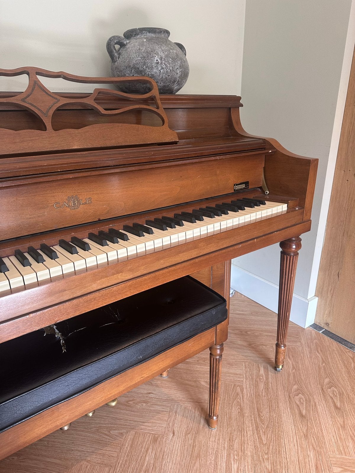 Klassieke Cable Piano met kruk - Gebruikt, Ophalen, Gebruikt, Bruin, Piano
