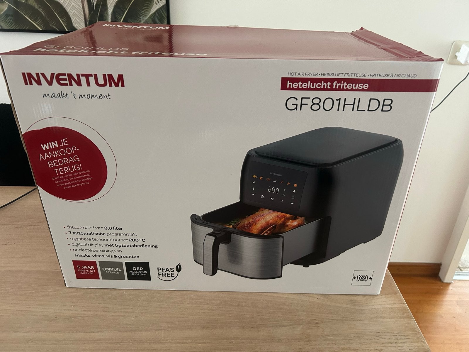 Inventum GF801HLDB Heteluchtfriteuse - 8L, 4 liter of meer, Ophalen, Nieuw