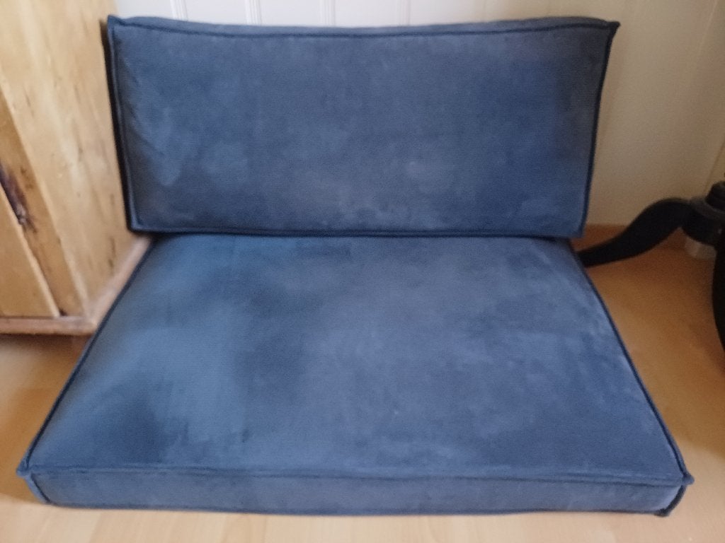 Nette BANK kussens van WOOOD bank afkomstig, blauwe ribstof, Overige merken, Gebruikt, Blauw, Ophalen of Verzenden