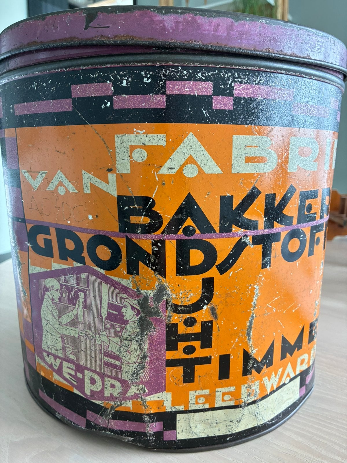 Zeldzame Art Deco trommel  bakkerij Timmer, Leeuwarden, Verzamelen, Ophalen of Verzenden, Gebruikt, Overige