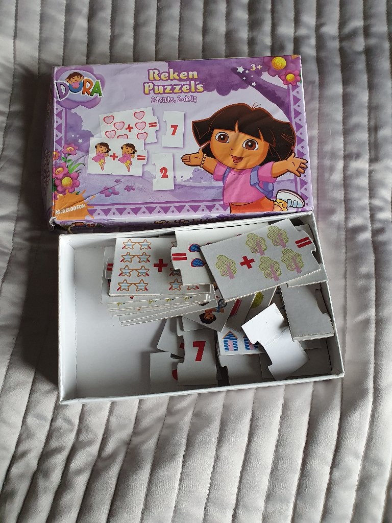Dora rekenpuzzels, Ophalen of Verzenden, Meer dan 50 stukjes, Zo goed als nieuw, 6 jaar of ouder