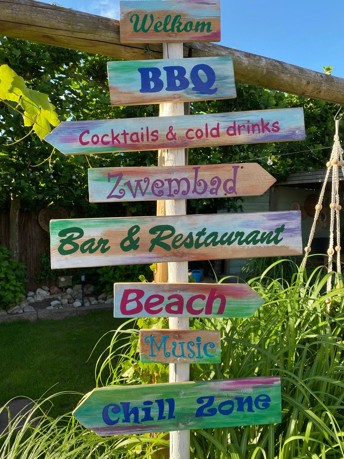 Decoratieve wegwijzer voor zwembad of overkapping (2m hoog), Tuin en Terras, Zwembad-toebehoren, Ophalen of Verzenden, Gebruikt