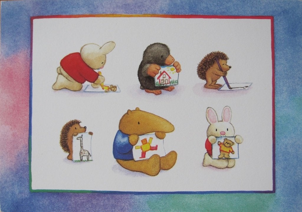 Voor het kind - egel en mol - zes figuurtjes - nieuw - 1995, Verzenden, 1980 tot heden, Ongelopen, Overige thema's