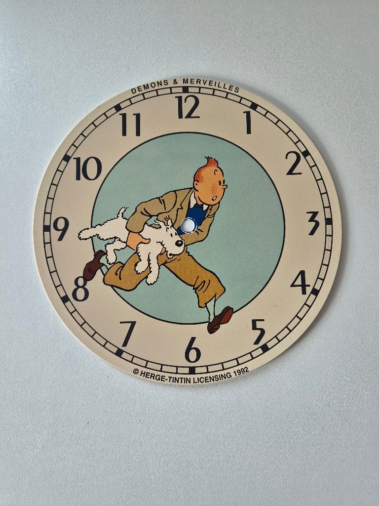 originele wijzerplaat van een Kuifje wandklok / klok, Verzamelen, Stripfiguren, Ophalen of Verzenden, Kuifje, Zo goed als nieuw