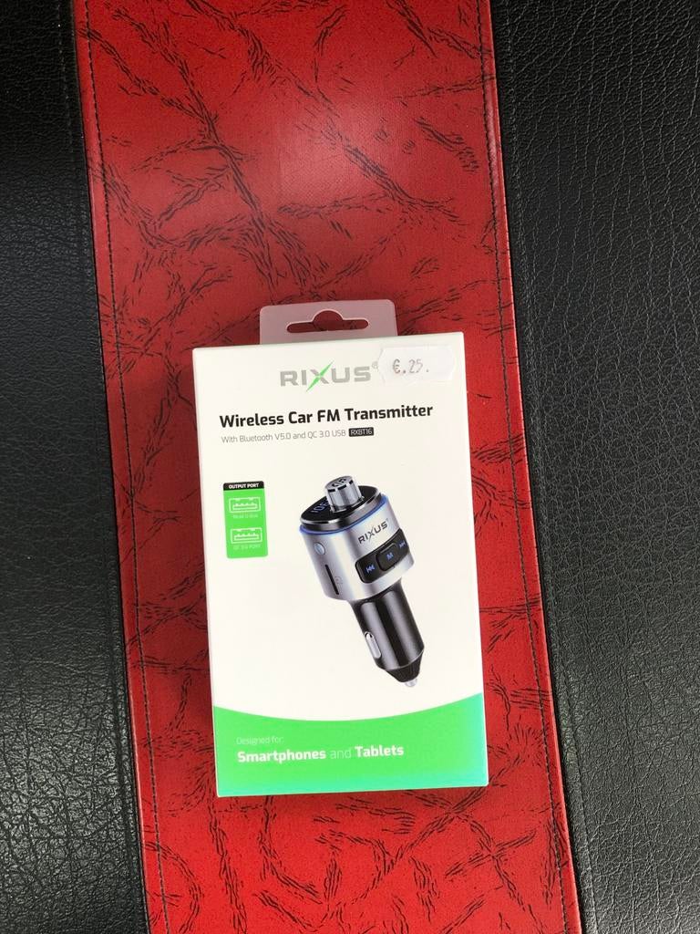 RIXUS Draadloze Auto FM Transmitter Bluetooth V5.0 USB, Ophalen, Vz, Nieuw, Bsn