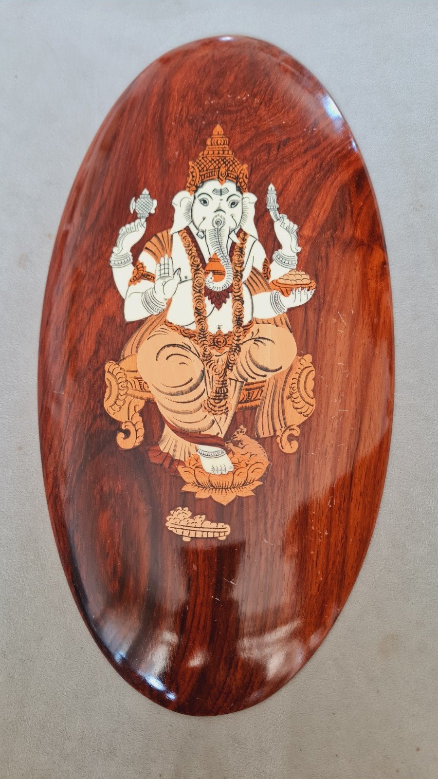 Houten wanddecoratie Ganesha, India, Hout, Wanddecoratie, Handgemaakt, Bruin