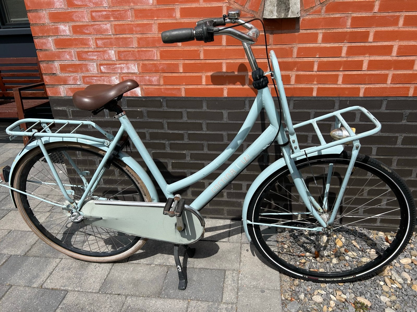 Cortina U4 Transportfiets Dames - Lichtblauw, Terugtraprem, Gebruikt, 50 tot 53 cm, Ophalen
