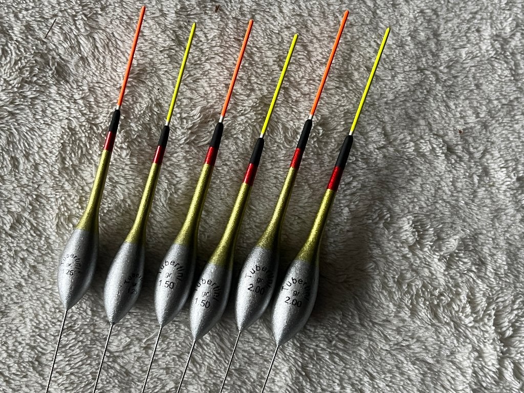 adv 213 / NIEUW serie 6 dobbers TUBERTINI, Ophalen of Verzenden, Nieuw, Dobber of Lood