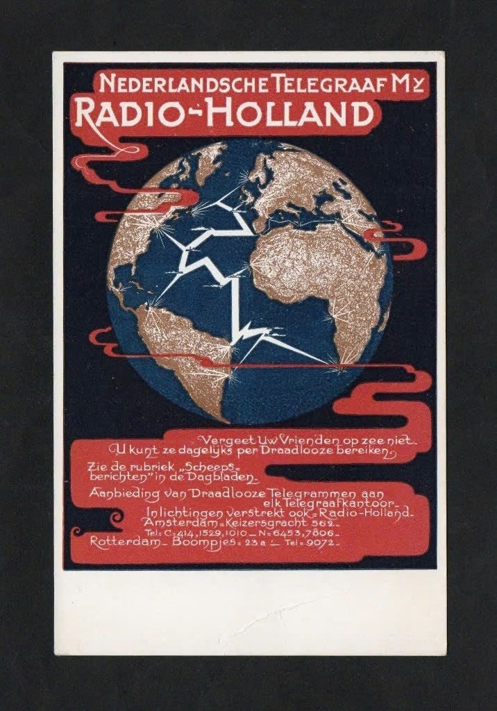 Radio Holland Nederlandsche Telegraaf Telegrammen Scheepvaar, Verzamelen, Ophalen of Verzenden, Voor 1920, Ongelopen, Cultuur en Media