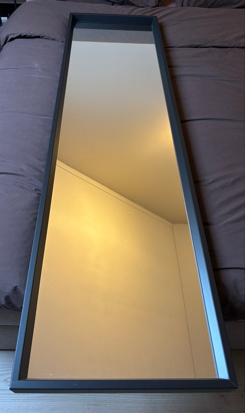 Mooie zwarte spiegel van IKEA, 40x150 cm, Ophalen, Minder dan 50 cm, 100 tot 150 cm, Zo goed als nieuw