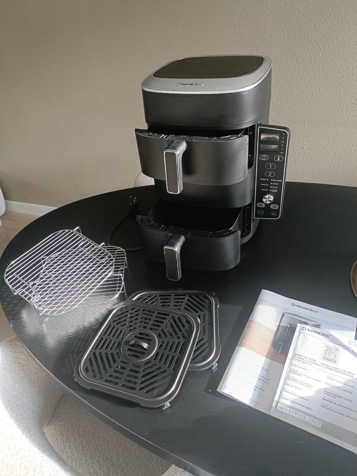Silvercrest airfryer/heteluchtfriteuse met dubbele zone 9,5L, Witgoed en Apparatuur, 4 liter of meer, Ophalen, Zo goed als nieuw