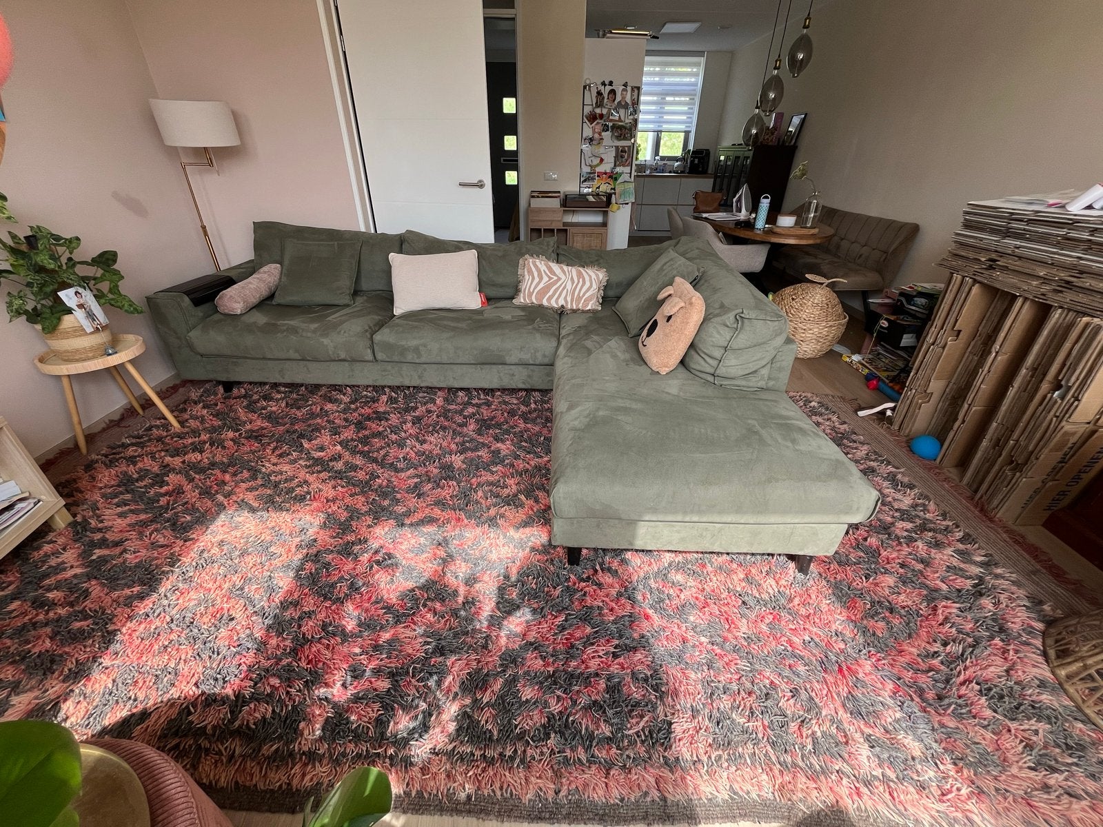 Vintage Marokkaans wollen tapijt. ongeveer 213 x 396 cm, Huis en Inrichting, Stoffering | Tapijten en Kleden, Ophalen, Gebruikt