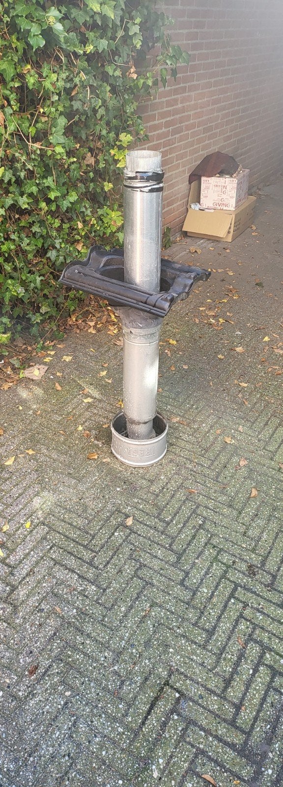 RVS doorvoerpijp. Dubbelwandig, Ophalen, Gebruikt