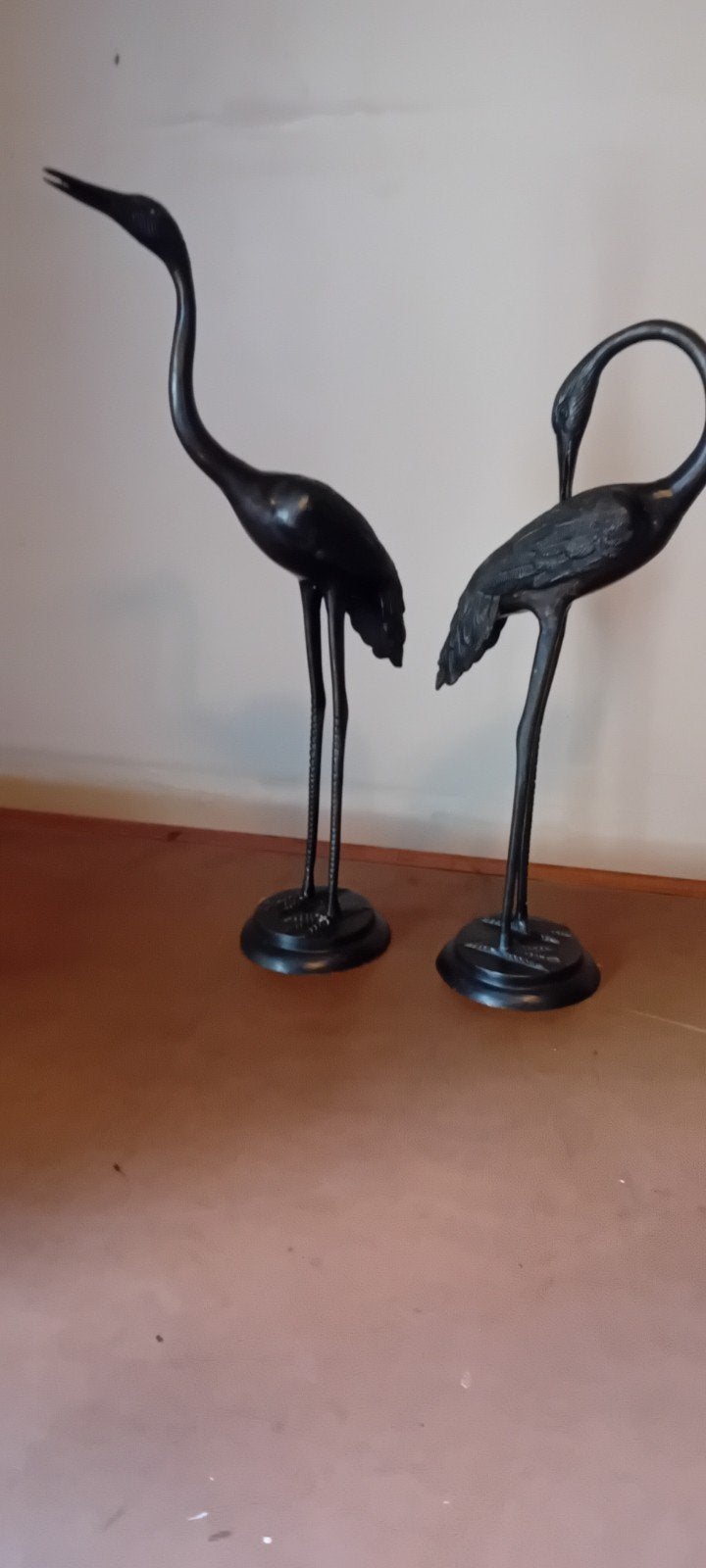 2 Vintage Bronzen Kraanvogels - 52/43cm Hoog, Ophalen of Verzenden