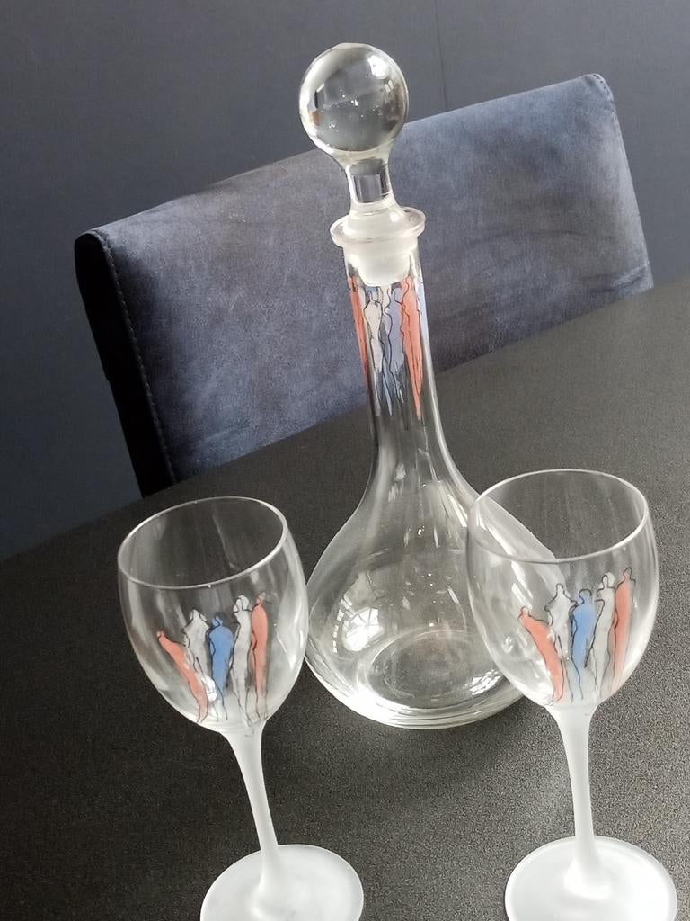 2 Glazen met karaf Corry Ammerlaan, Antiek en Kunst, Ophalen of Verzenden