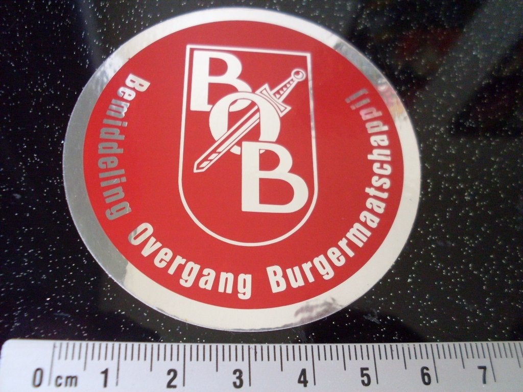 folie sticker bemiddeling overgang burgermaatschappij BOB, Verzenden, Zo goed als nieuw, Bedrijf of Vereniging