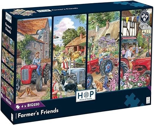 House of Puzzles - Farmer’s Friends - 4x250XL stukjes, Ophalen of Verzenden, Minder dan 500 stukjes, Nieuw, Legpuzzel