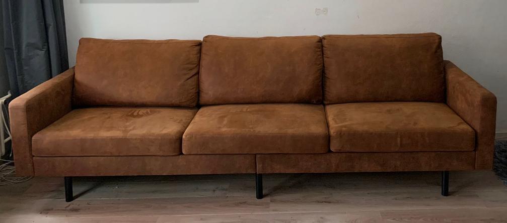 3 zitsbank cognackleur ( 85x277x86 cm), Ophalen, Overige materialen, 250 tot 300 cm, Gebruikt