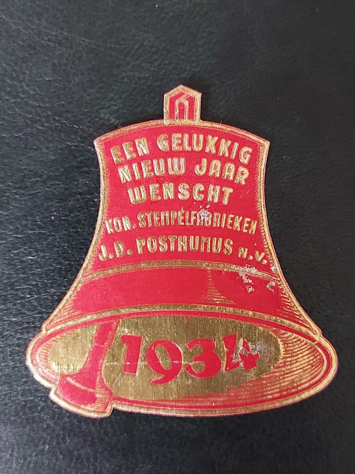Sluitzegel Kon Stempelfabr Posthumus Gelukkig Nieuwjaar 1934, Verzamelen, Ophalen of Verzenden, Gebruikt