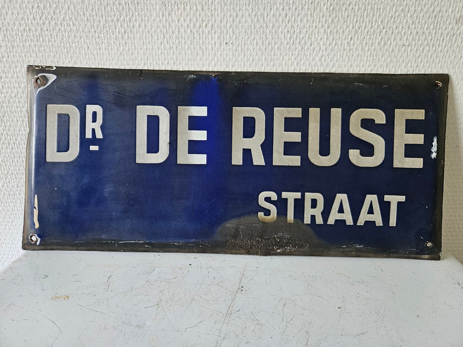 Emaille straatnaambord Dr. De Reuse Straat, Antiek en Kunst, Ophalen of Verzenden