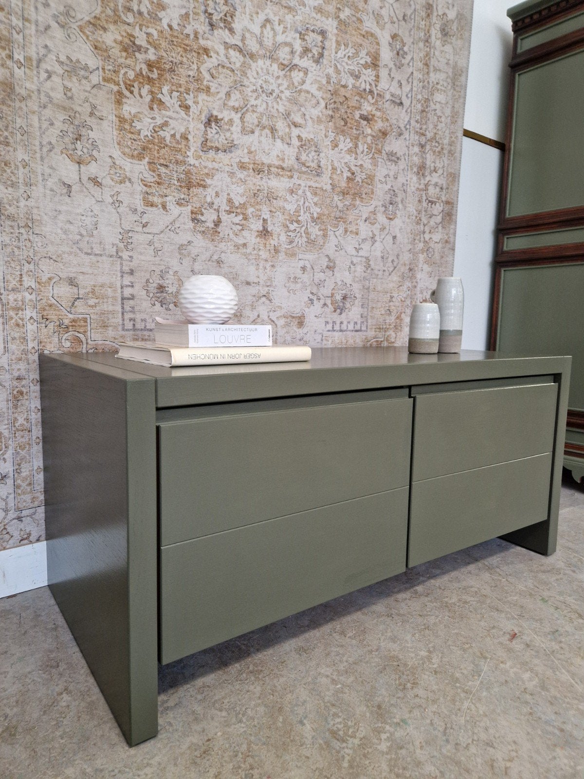 Modern look dekenkist/ army green kist, Huis en Inrichting, Woonaccessoires | Kisten, Ophalen, Donyavimin@gmail.com, Mina Donyavi Meubels
