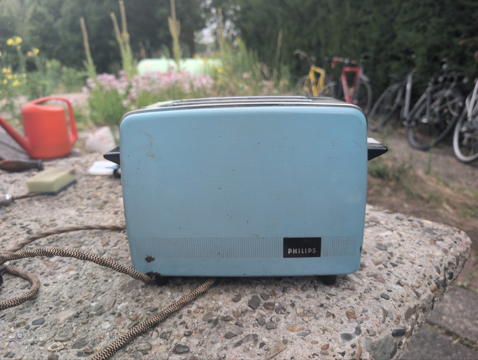 Vintage Philips broodrooster - lichtblauw, Ophalen of Verzenden, Gebruikt