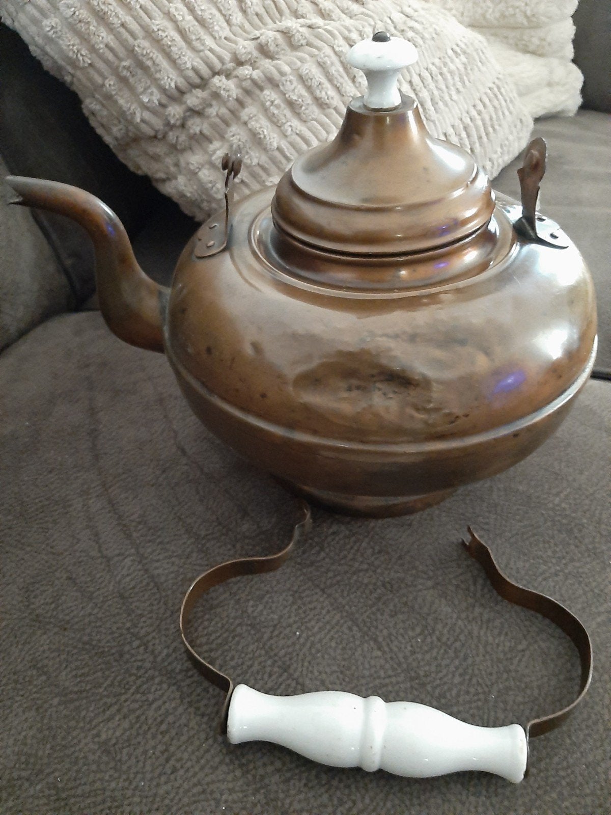Antieke Koperen Theepot, Antiek en Kunst, Ophalen of Verzenden, Koper
