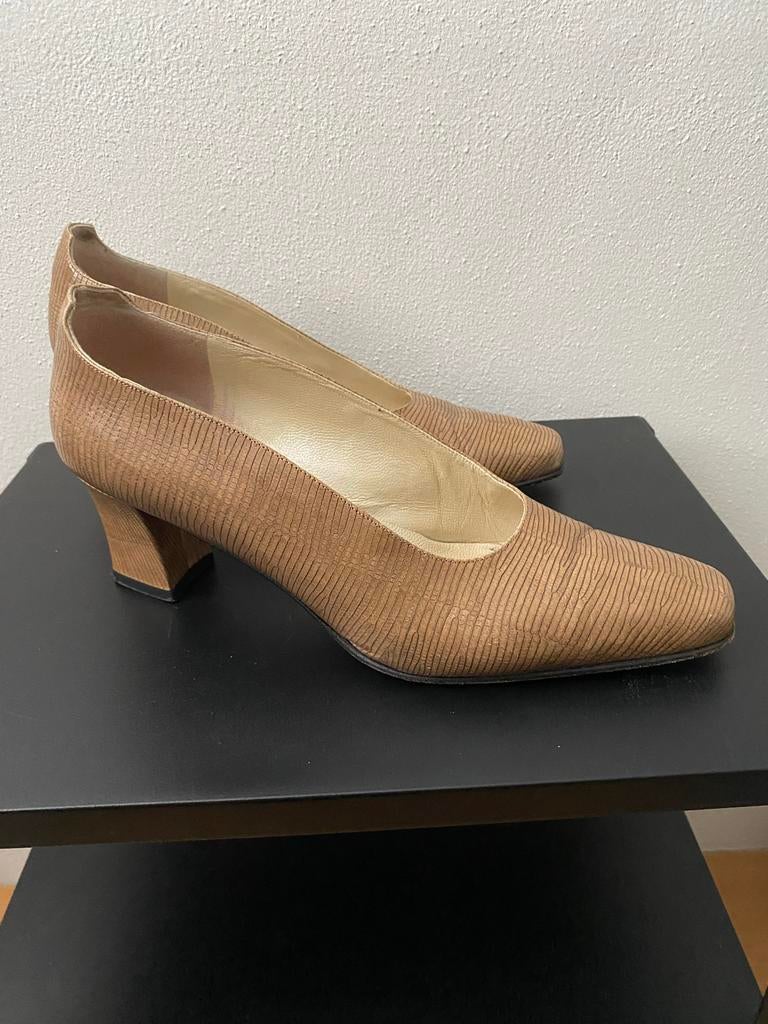 Roberto d’Angelo leren pumps - maat 40, Kleding | Dames, Bruin, Zo goed als nieuw, Roberto d’Angelo, Ophalen of Verzenden