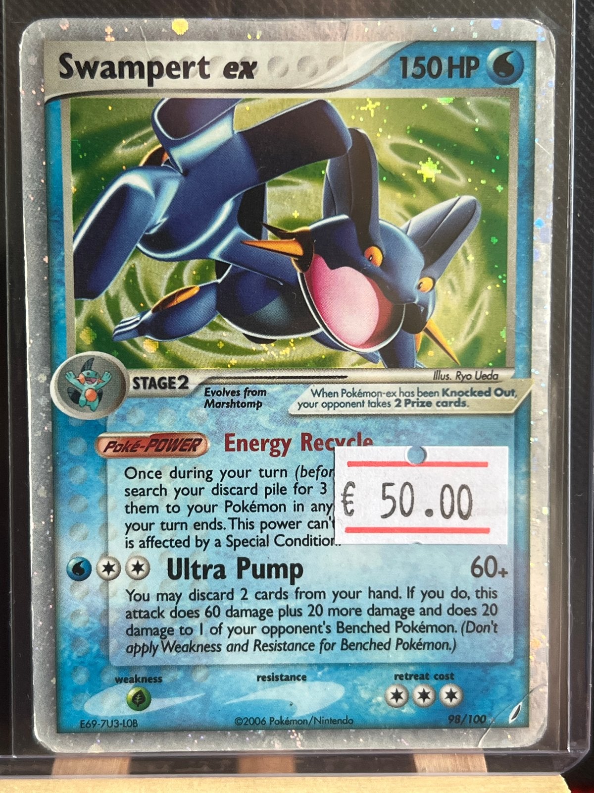 Swampert ex Pokémon Kaart 150 HP - Zeldzaam, Ophalen of Verzenden, Gebruikt, Losse kaart